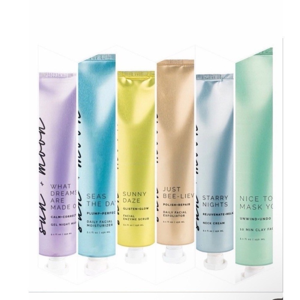 Sun + Moon 6-Piece Skincare Set 5.1oz Moisturizer Mask Scrub Night Cream NEW